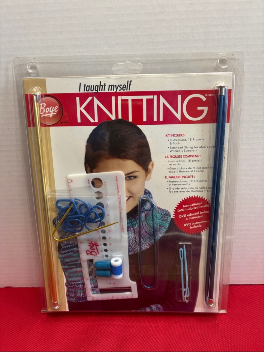I Taught Myself Knitting Kit - Blue and Gold Needles - Picture 1 of 3